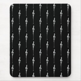 Tapis De Souris Musique Motif Melting Treble Clef Blanc et Noir