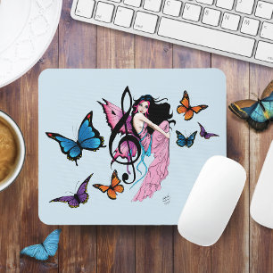 Tapis De Souris Musique Note Papillons Fairy