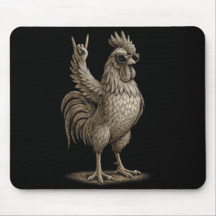 Tapis De Souris Musique Rock Coq Rétro Drôle Hommes Femmes Garçon