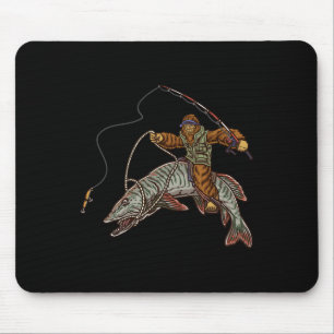 Tapis De Souris Muskie Fishing Tigre Musky Chasse Pêcheur Bigfoot