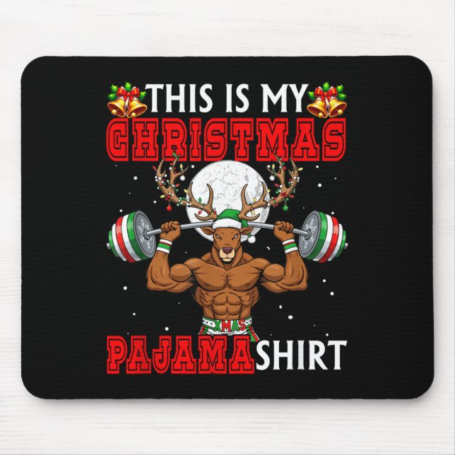 Tapis De Souris My Christmas Pajama Shirt Reindeer Muscle Weightli (Devant)