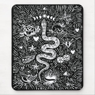 Tapis De Souris Mystical Snake Lunaire Blanc Mousepad