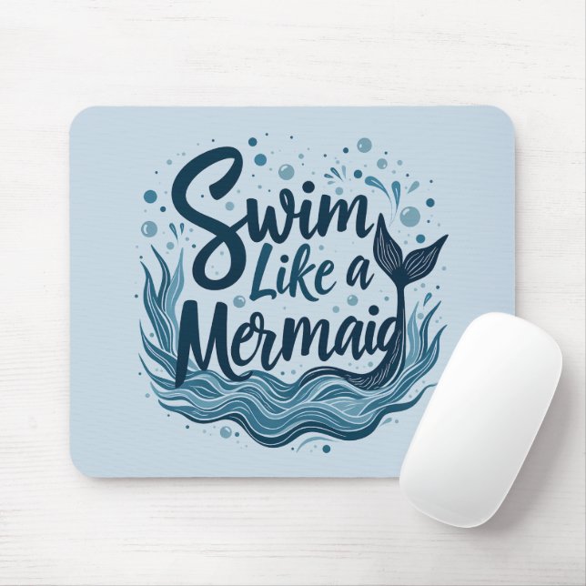 Tapis De Souris Nager comme une sirène Whimsical Ocean Cote Art (Avec souris)
