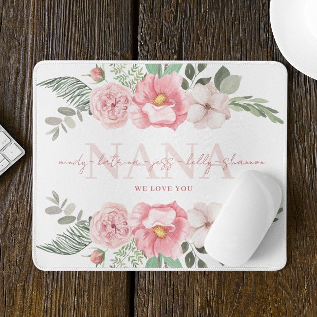 Tapis De Souris Nana Personalisé Floral Mousepad (Celebrate your Nana with this personalized floral mouse pad! )