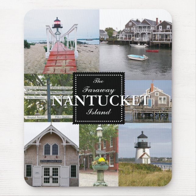 Tapis De Souris Nantucket le collage lointain Mousepad d'île (Devant)