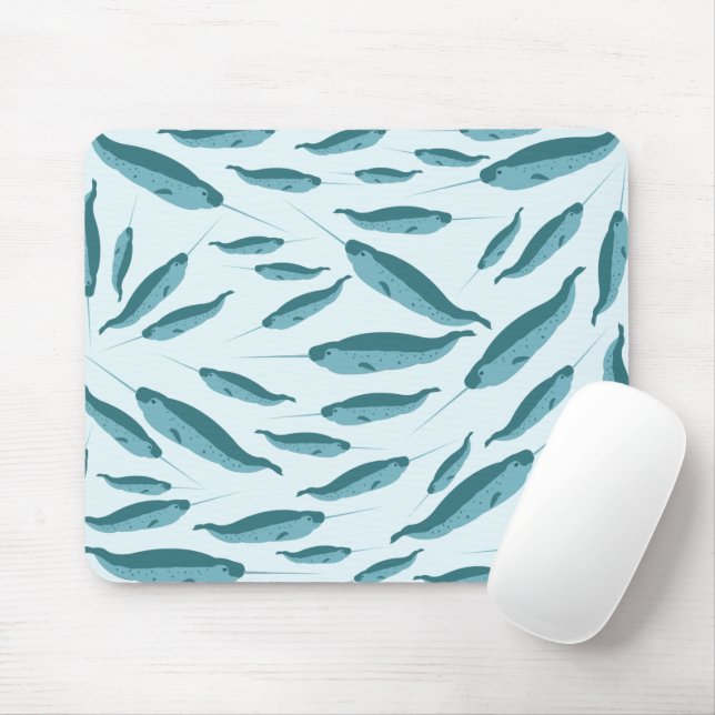 Tapis De Souris Narwhal dans le Motif de l'océan bleu (Avec souris)