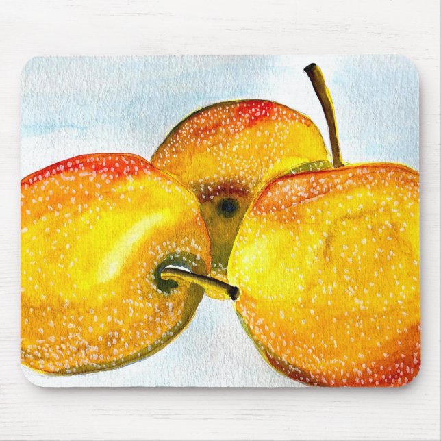 Tapis De Souris Nashi poire jaune aquarelle (Devant)