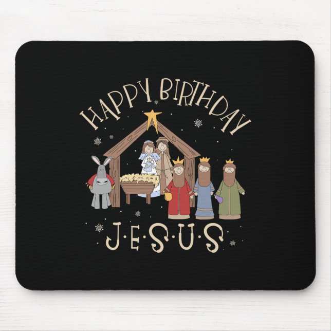 Tapis De Souris Nativité Joyeux anniversaire Jésus Noël Nativité C (Devant)
