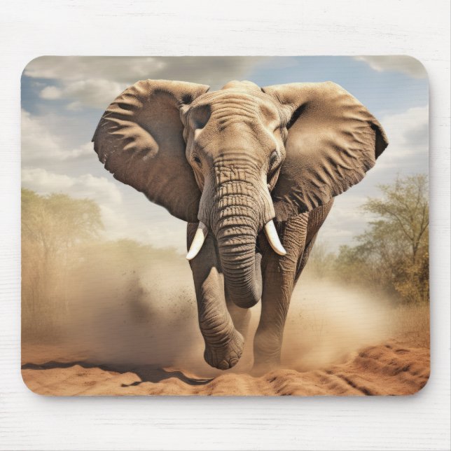 Tapis De Souris Nature animale éléphante Sauvage majestueux (Devant)