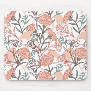 Tapis De Souris Nature Inspirée Florale : Motif de Fleur d'Oeillet