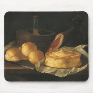 Tapis De Souris Nature morte baroque vintage avec pain, tarte, jam