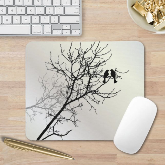 Tapis De Souris nature zen paysage noir blanc silhouette de l'arbr (zen nature landscape black white tree silhouette mouse pad)