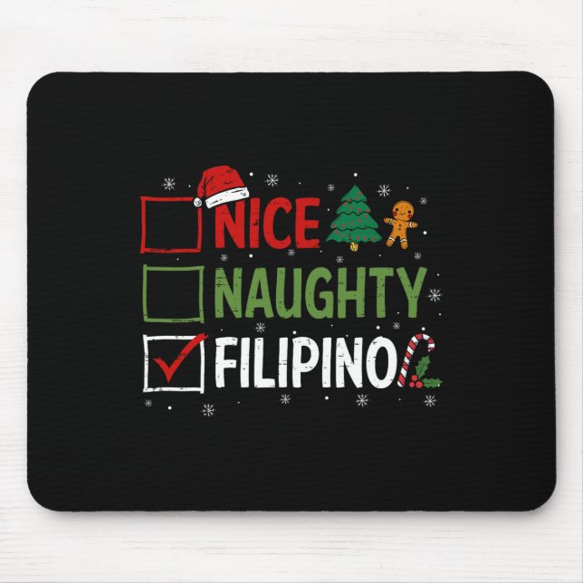 Tapis De Souris Naughty Nice Pyjamas de Noël philippins Père Noël  (Devant)