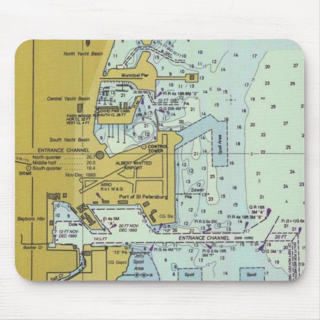 Tapis de souris nautique de diagramme de port de (Devant)