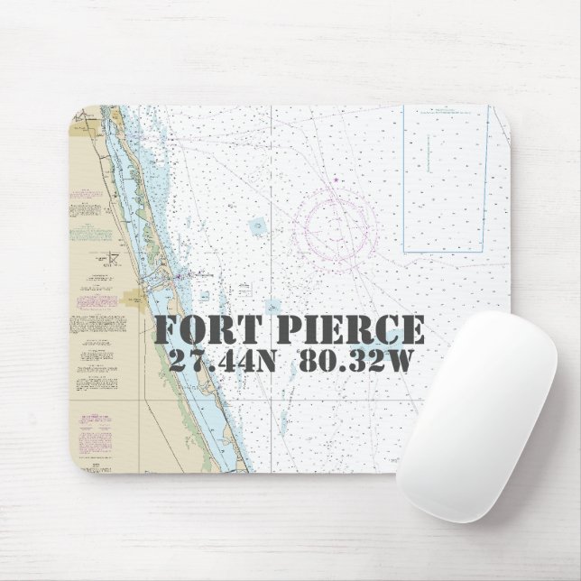 Tapis De Souris Nautique Fort Pierce Floride Latitude Longitude (Avec souris)