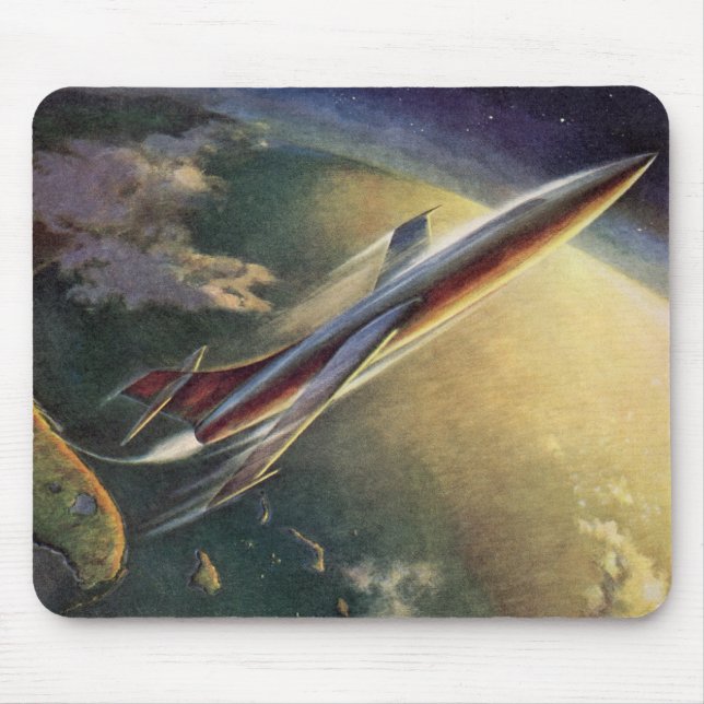 Tapis De Souris Navire spatial de science-fiction vintage Avion Te (Devant)