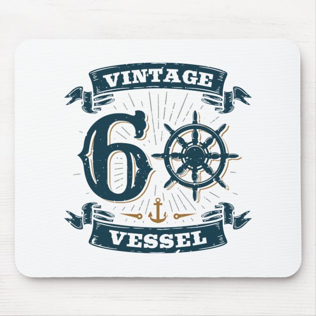 Tapis De Souris Navire vintage 60e anniversaire 60 ans (Devant)