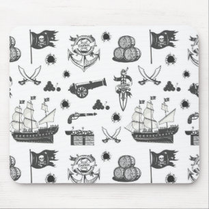 Tapis De Souris Navires, Canons, épées et vin Pirate Thème