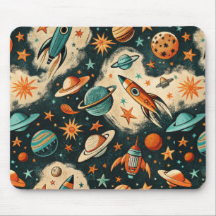 Tapis De Souris Navires-fusée vintages pour engins spatiaux Motif