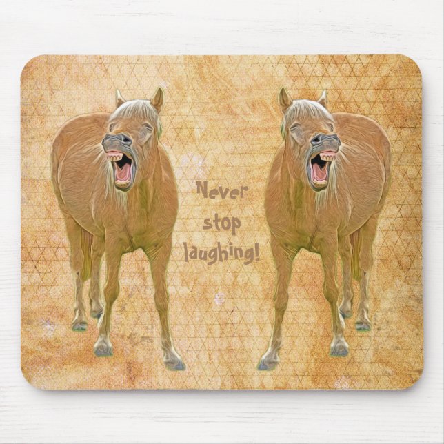 Tapis De Souris Ne cesse de rire ! Drôle peinture de cheval (Devant)