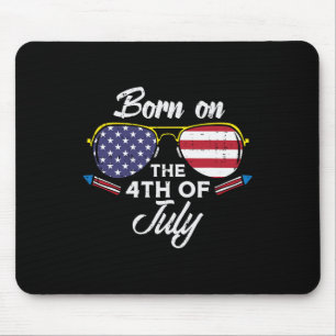 Tapis De Souris Né Sur 4 juillet Sungles Quatrième Anniversaire Pa