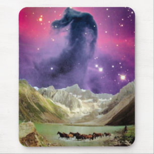 Tapis De Souris Nébuleuse de Horsehead au-dessus des chevaux