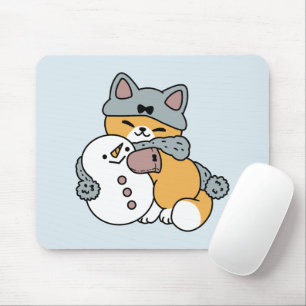 Tapis De Souris Neige beaucoup amusant Chat hiver vacances Design