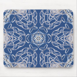 Tapis De Souris Neige Bleue Bleue Bleue et Star Kaleidoscope