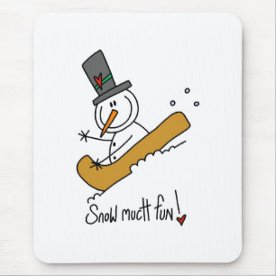Tapis De Souris Neige de bonhomme de neige beaucoup d'amusement