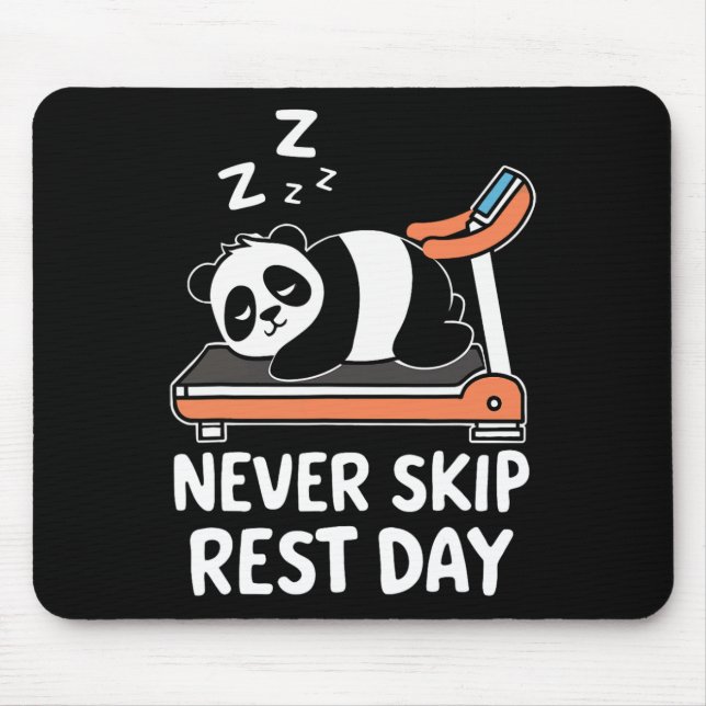 Tapis De Souris Never Skip Rest Day Funny Bodybuilding Panda Worko (Devant)