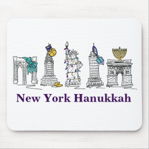 Tapis De Souris New York Hanoukka NYC Bâtiments Vacances Mousepad