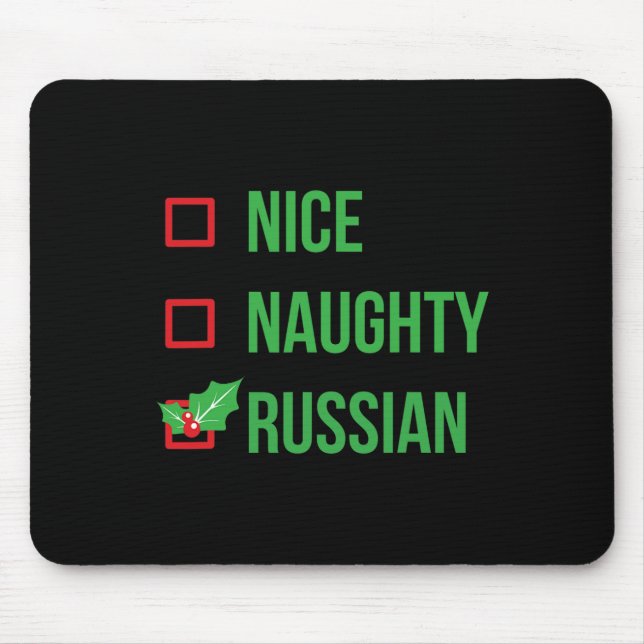 Tapis De Souris Nice Naughty Russe Drôle Mauvais Noël (Devant)