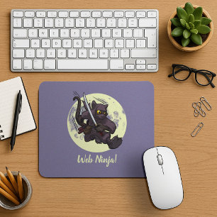 Tapis De Souris Ninja Web Chat Noir Ninja Katana Dessin Animé