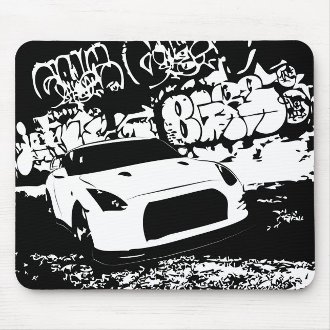 Tapis De Souris Nissan Skyline GTR avec le contexte de graffiti (Devant)