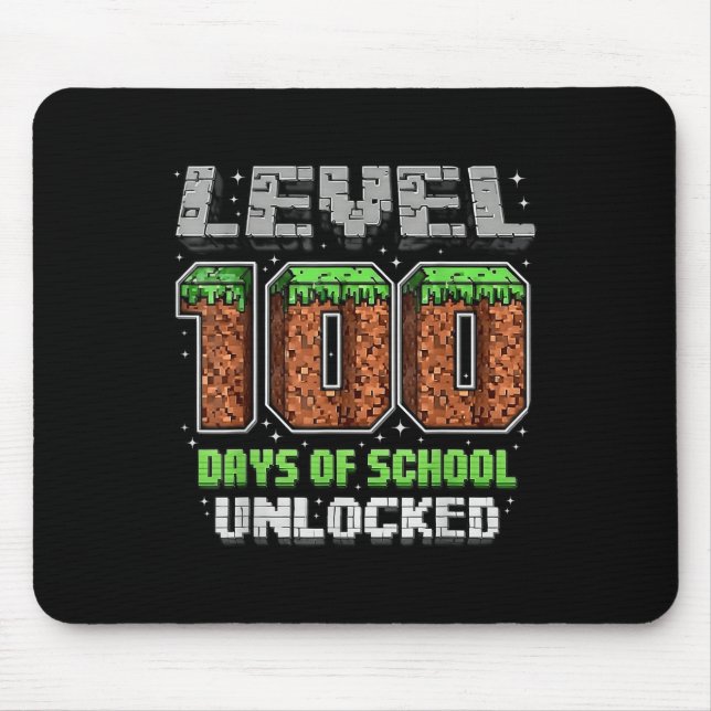 Tapis De Souris Niveau 100 Jours De L'École Déverrouillé Pixel Vid (Devant)