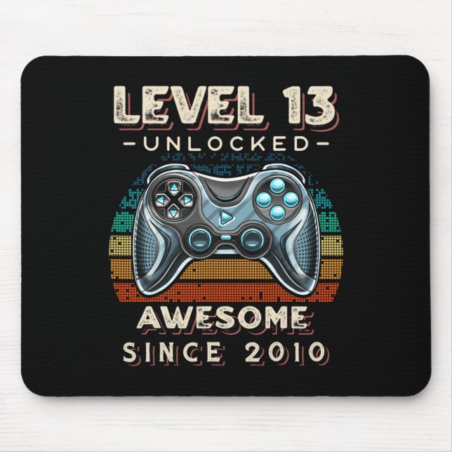 Tapis De Souris Niveau 13 Jeu vidéo déverrouillé 13e anniversaire  (Devant)