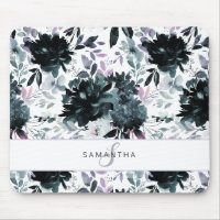 Nocturne Floral Aquarelle marine Monogramme person