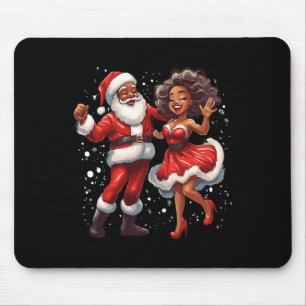 Tapis De Souris Noël afro-américain Père Noël africaine Mme Claus