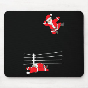Tapis De Souris Noël amusant Père Noël lutte Noël
