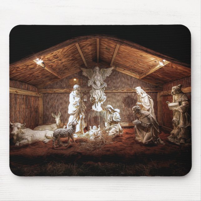 Tapis De Souris Noël Avent Jésus Nativité Manger Scène (Devant)