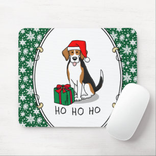 Tapis De Souris Noël Beagle de chapeau de Noël (tri couleur 3) Chi