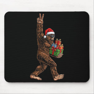 Tapis De Souris Noël Bigfoot Chapeau de Père Noël Drôle Sasquatch