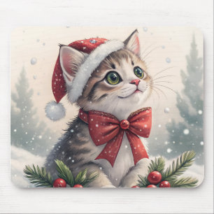 Tapis de souris Noël Chatons enneigés