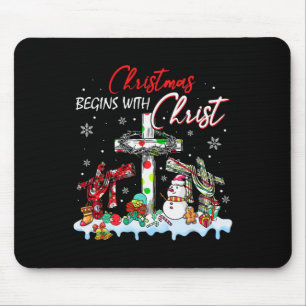 Tapis De Souris Noël Commence Avec Christ Snowman Christian Rel