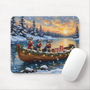 Tapis De Souris Noël de bateau de Schnauzer pour les Fêtes