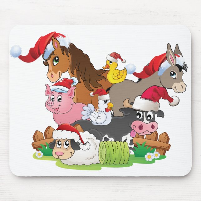 Tapis De Souris Noël des animaux de ferme (Devant)