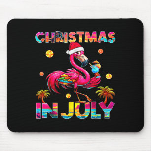 Tapis De Souris Noël en juillet flamant rose plage été hawaï
