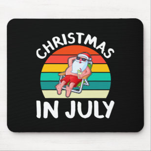 Tapis De Souris Noël en juillet Santa vintage hawaïen surf S
