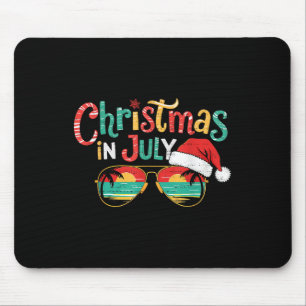 Tapis De Souris Noël ensoleillé En Juillet Été Noël Plage Vacati