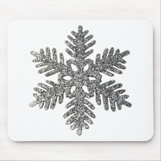 Tapis De Souris Noël Fête Silver Snowflake Star Design.
